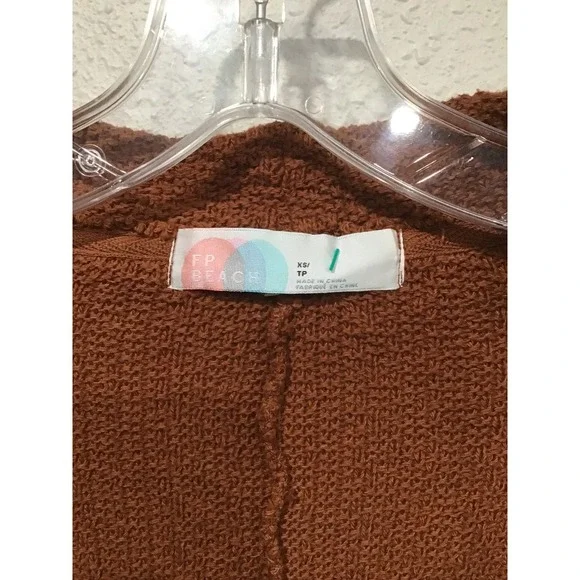 Free People FP Beach Adams Set Shrug Cardigan Rust Open Front Oversized XS Boho - Picture 3 of 6